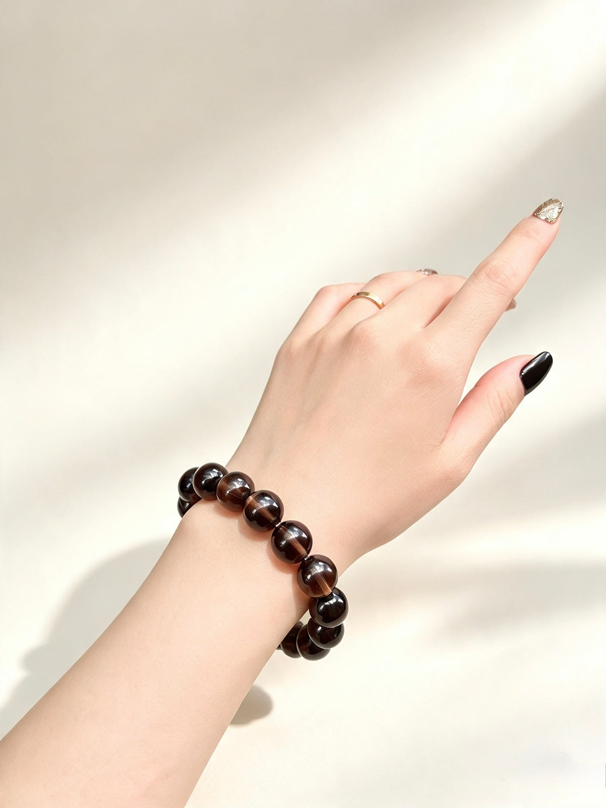 Natural Smoky Quartz Bracelet — 13mm Beads • Unisex