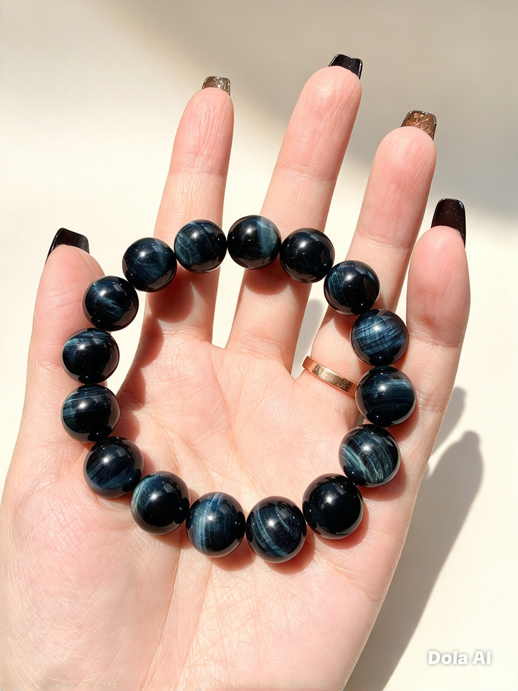 Natural Blue Tiger's Eye (Hawk's Eye) Bracelet — 12mm Beads • Unisex