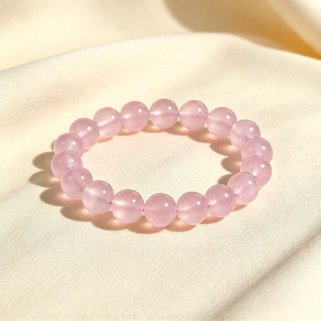 Natural Rose Quartz Beaded Bracelet — Crystal Gemstone, Love Stone