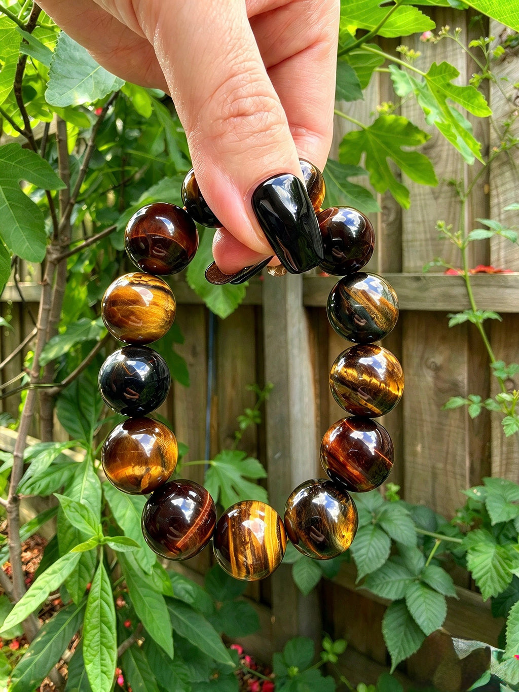 Natural Mixed Tiger's Eye Bracelet — 16mm Large Beads • Unisex