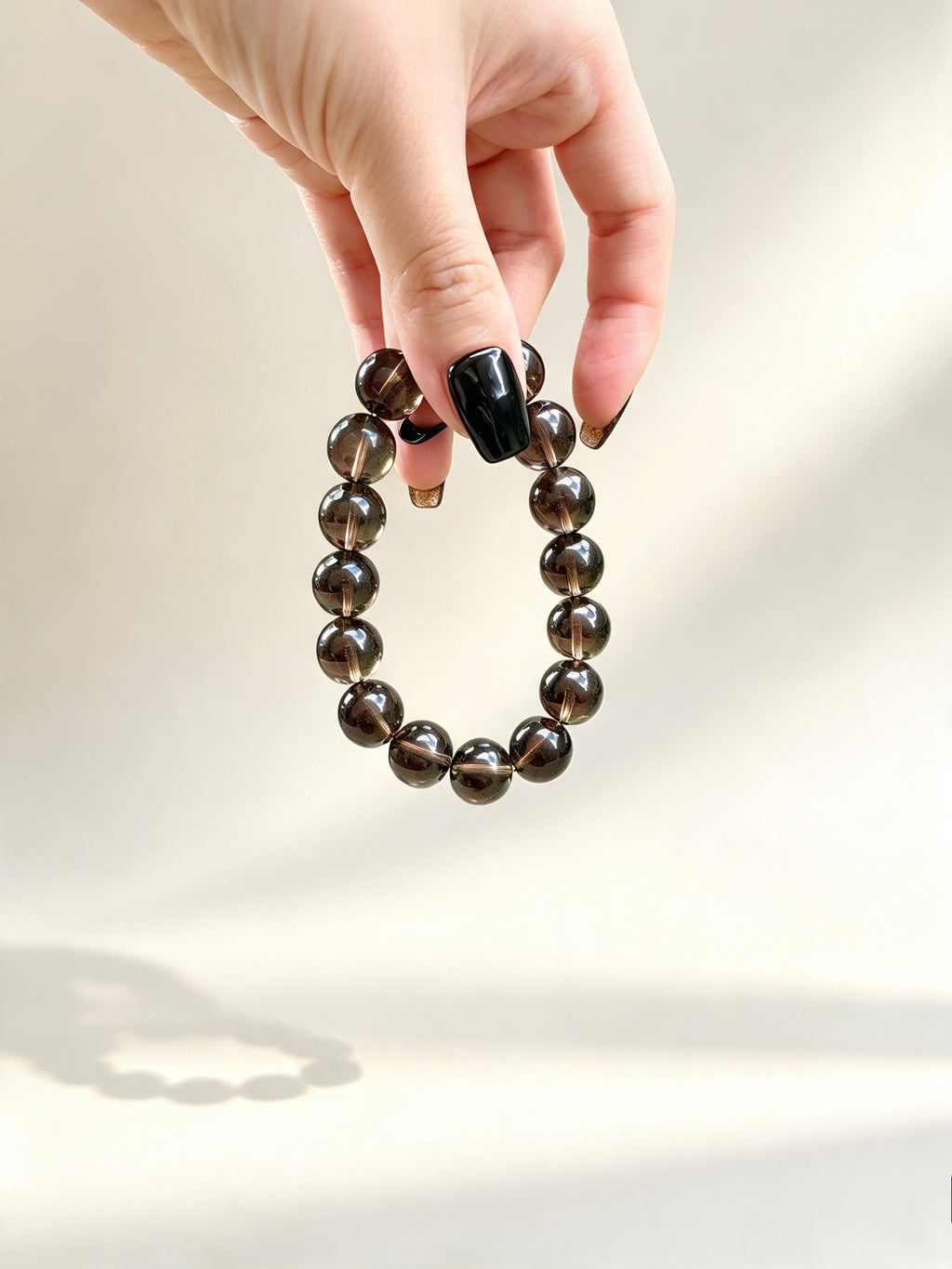Natural Smoky Quartz Bracelet — 13mm Beads • Unisex
