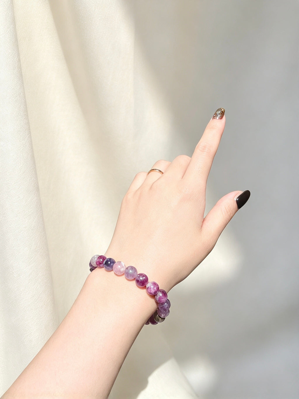 Multi‑Colour Lepidolite Matrix Beaded Bracelet 